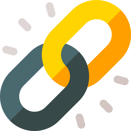 Yellow chain link logo representing connection